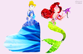 Disney Princess in Flowers - Cinderella & Princess Ariel - disney-princess photo