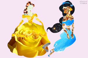  Disney Princess in fleurs - Princess Belle & Princess jasmin