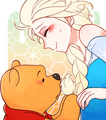 Elsa and Winnie the pooh - elsa-the-snow-queen fan art
