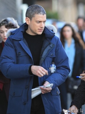 Wentworth Miller and Grant Gustin film the hit CW show "The Flash" in New Westminster, Canada on Jan