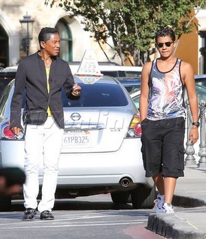 jermaine jackson with his son jermajesty jackson at the commons in calabasas