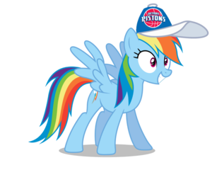 Rainbow Dash wearing a Detroit Pistons cap