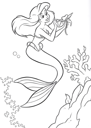  Walt डिज़्नी Coloring Pages - Princess Ariel