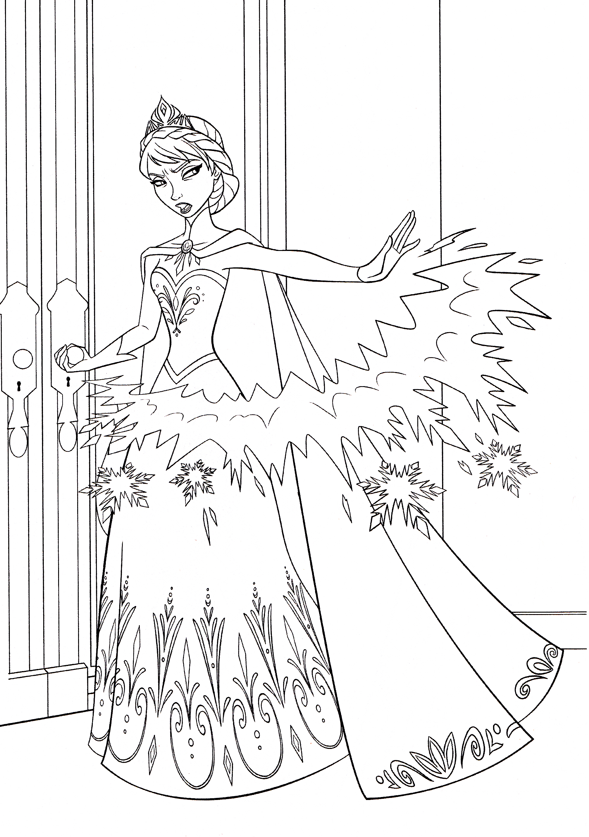 士 尼 Coloring Page of 皇 后 乐 队 Elsa from "Frozen" (2013) 38137270. ...