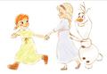 Young Elsa, Anna and Olaf - elsa-the-snow-queen fan art