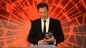  Benedict accepting his Best Actor award at the 2012 Crime Thriller Awards