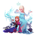 Elsa, Anna and Olaf - elsa-the-snow-queen fan art