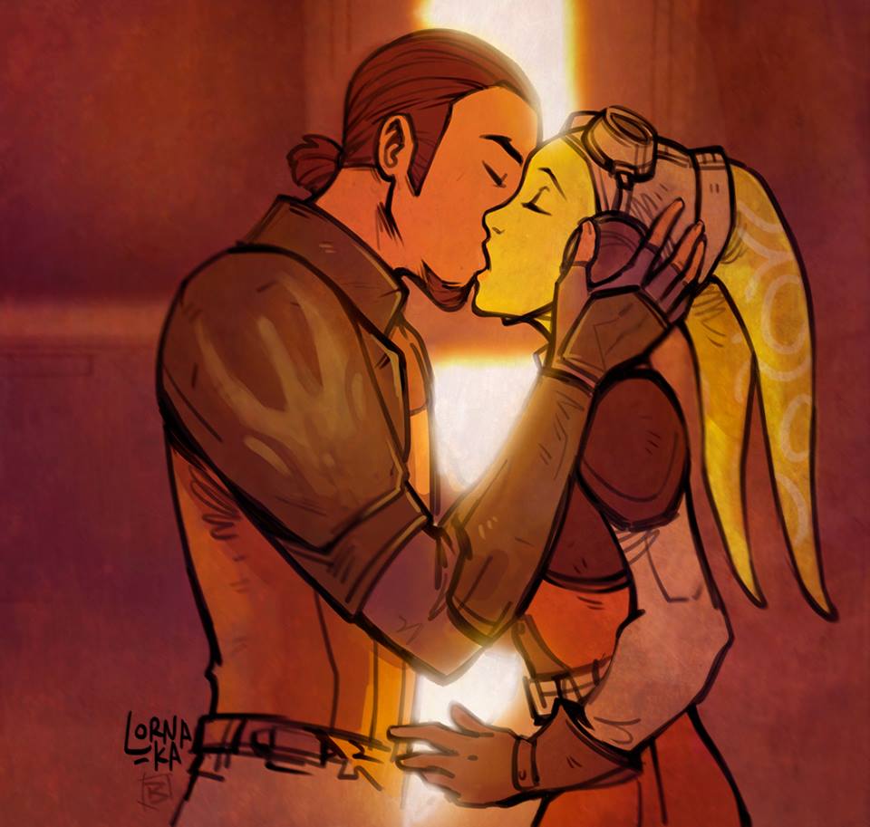 Fire Across The Galaxy Kiss Scene - Star Wars Rebels Fan Art (38215125