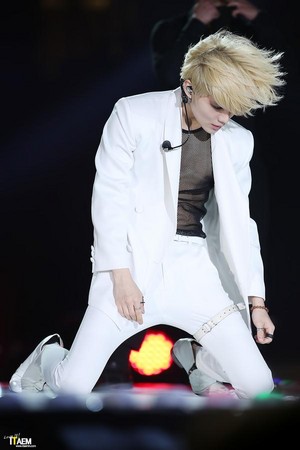 Taemin and his fluffy blonde hair - Danger Music Bank in Hanoi 2015 