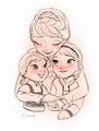 Young Anna and Elsa with their Mother - frozen fan art
