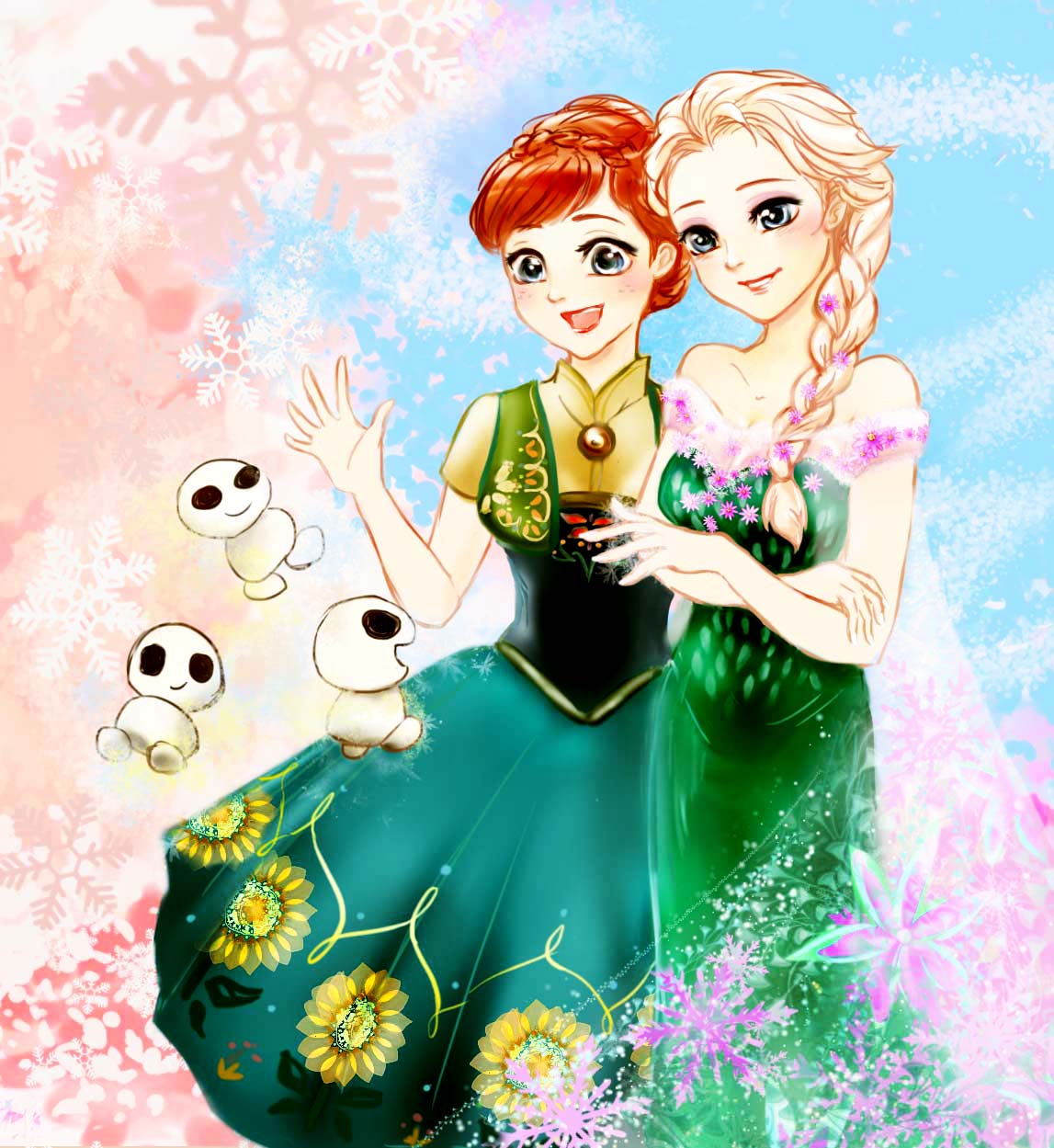 Anna and Elsa - Frozen Fever Fan Art (38408504) - Fanpop