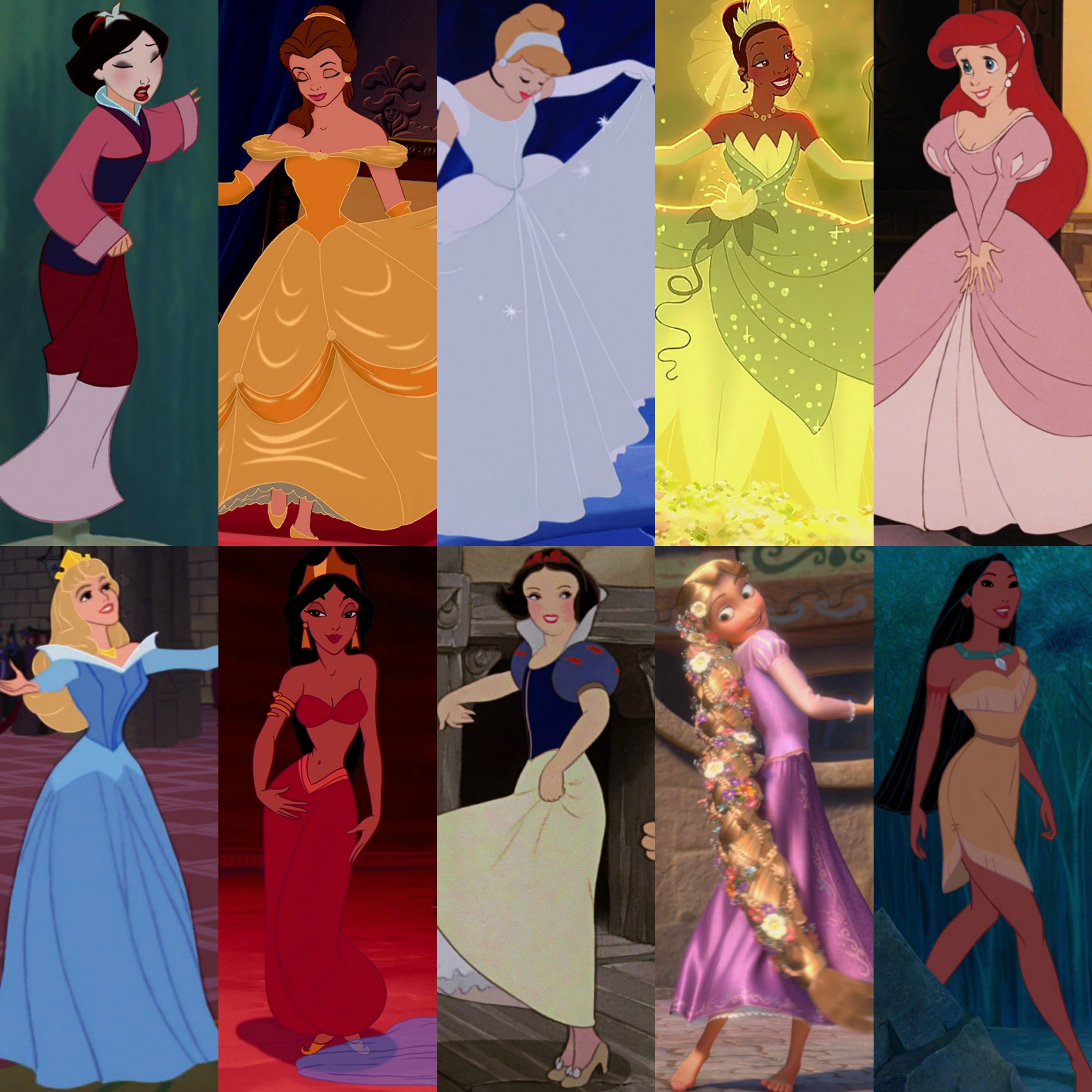 Dress Collage - Ten Original Disney Princesses Photo (38405069) - Fanpop