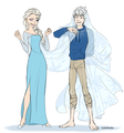 Elsa and Jack Frost - frozen fan art
