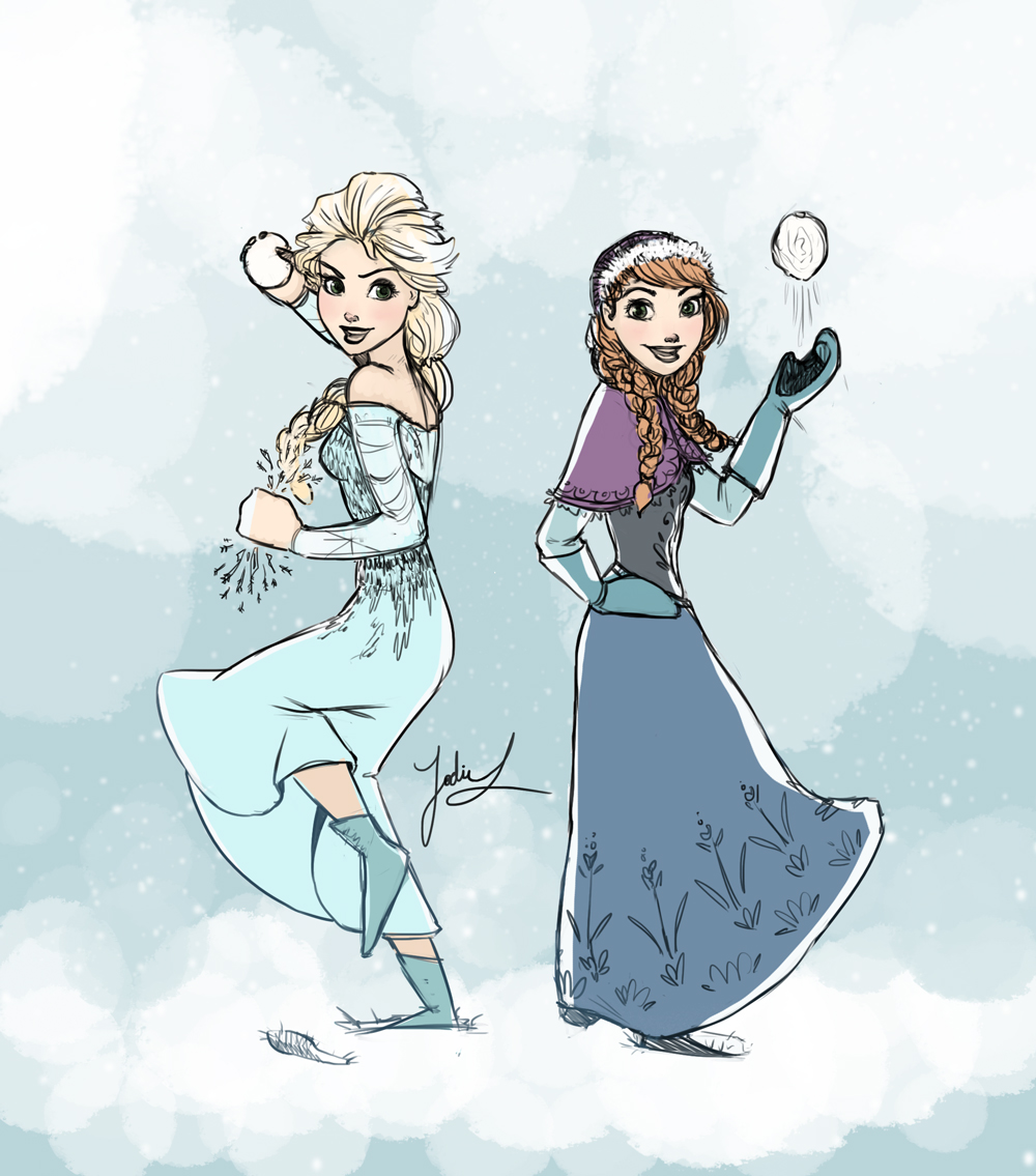 frozen fan Art: Elsa and Anna.