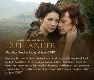 Outlander Claire and Jamie Season 1 promotional picture