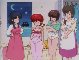  Ranma tries on Akane's clothes