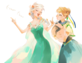Elsa and Anna - frozen-fever fan art