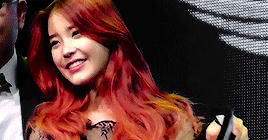 IU with red hair