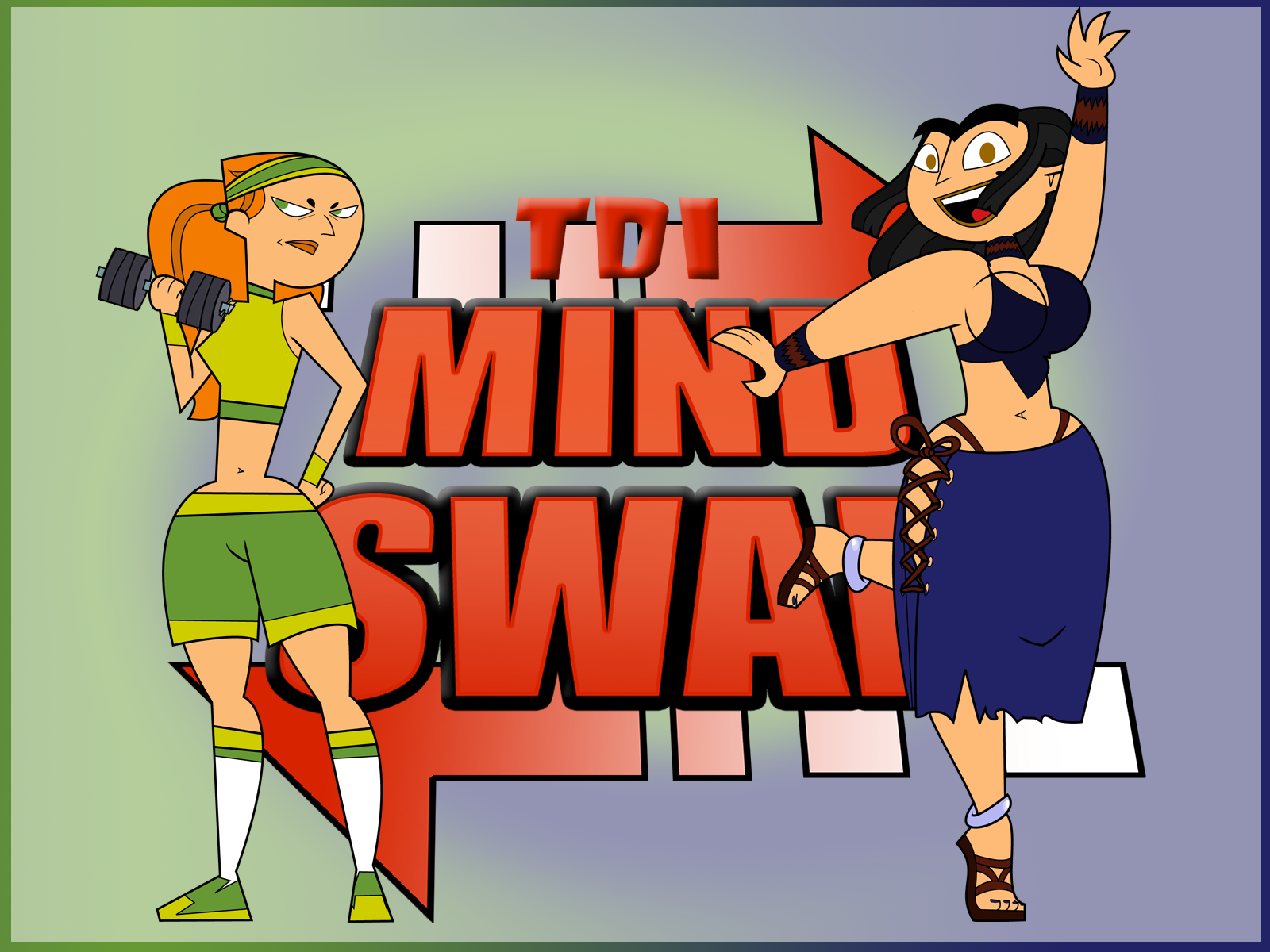 Fan Art of Izzy and Eva mind swap for fans of Total Drama Girls. 