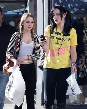 Shopping with a friend in West Hollywood, California on February 3, 2013