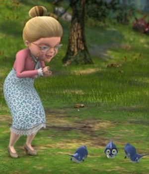Debbie with the birds 