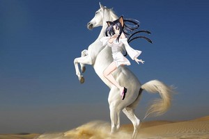  Kuroka ride on a beautiful white stallion