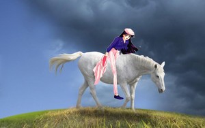  Raye Hino rides on her beautiful white horse