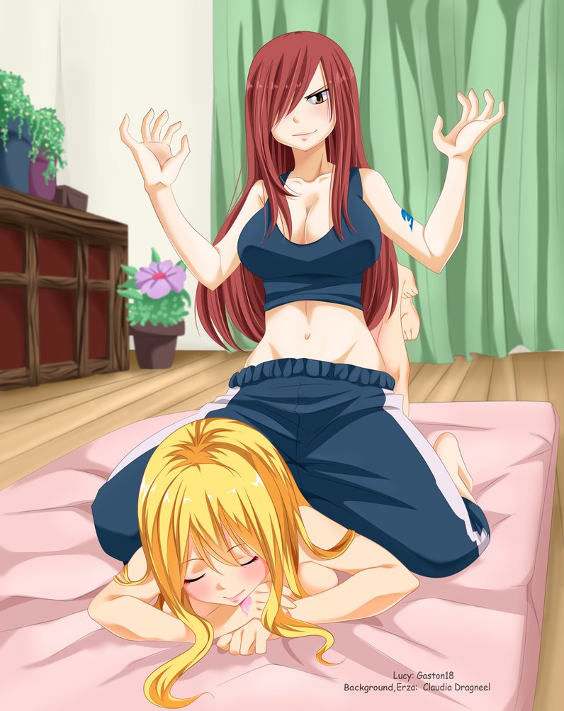 Sexy, hot anime and characters Fan Art: Lucy X Erza Sexy Massage.