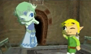  Toon Link & Toon Zelda high-fiving