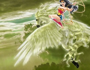  Wonder Woman rides on her Beautiful Pegasus