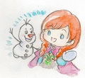 Anna and Olaf - frozen fan art
