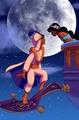 Moon effect behind Aladdin and Jasmine - disney-princess photo