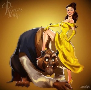  Beuty and Beast Reimagined as Pinup Model