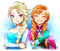 Elsa and Anna - frozen fan art
