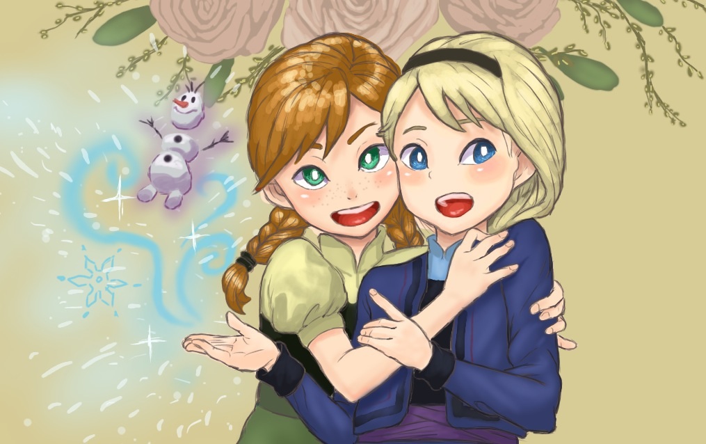 Fan Art of Young Anna and Elsa for fans of Frozen. 