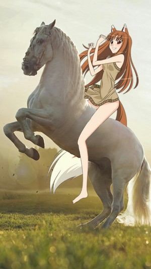 Holo riding on her new Beautiful White Steed