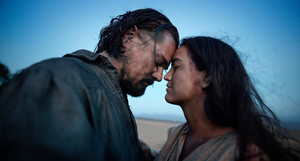 The Revenant - Leonardo DiCaprio as Hugh Glass and Grace Dove as his wife
