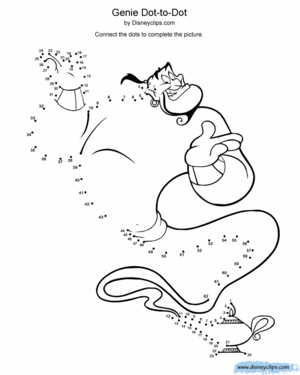  Walt ディズニー Coloring Pages: Dot-to-Dot Genie