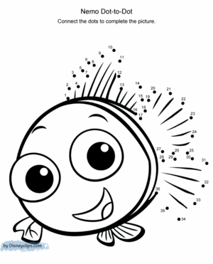  Walt 디즈니 Coloring Pages: Dot-to-Dot Nemo