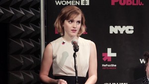  Emma In HeForShe Magenta for International Women's dia on March 8, 2016 in New York City.
