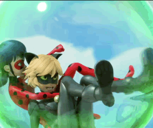  Ladybug and Chat Noir + holding each other