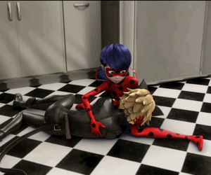  Ladybug and Chat Noir + holding each other