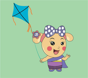  Miss La Sen flying kite, mwewe