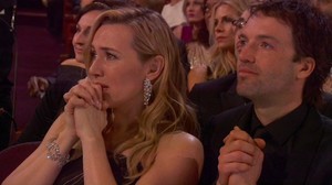  This is the moment Kate Winslet teared up as Leonardo DiCaprio finally won