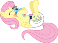 Diapered Fluttershy hugging her plushie - my-little-pony-friendship-is-magic photo