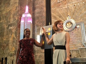 Emma Watson lighting the Empire State Building for IWD [March 8, 2016] 