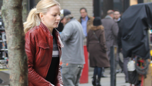  Jennifer Morrison and Lana Parrilla film Once Upon A Time in downtown Vancouver on March 22, 2016.