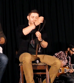 Jensen Ackles with Jared's belt