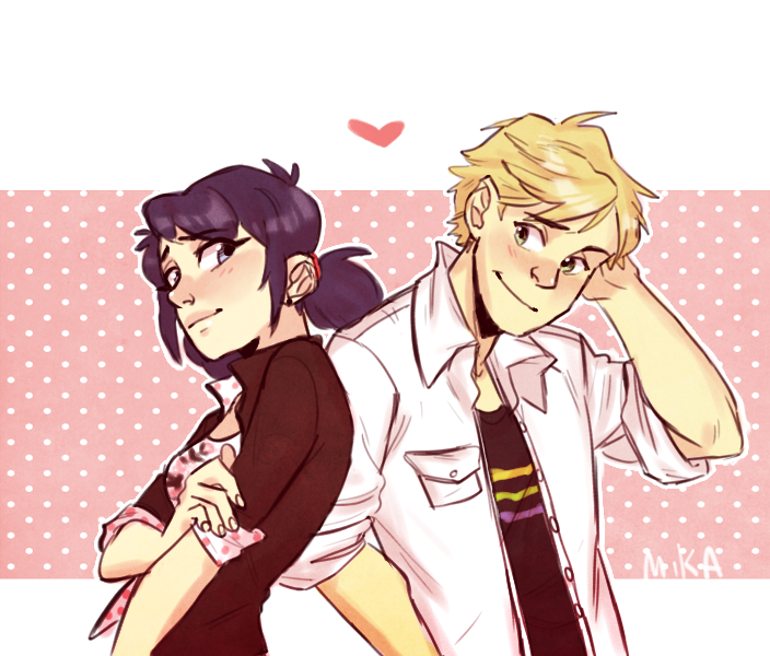 Fan Art of Marinette and Adrien for fans of Miraculous Ladybug. 