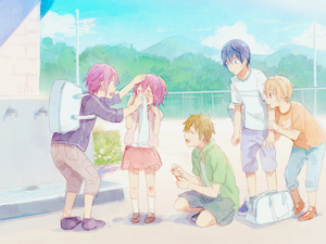  Rin, Haru, Mako, Nagi and Gou as kids